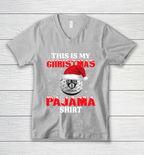 Brooklyn Nets This Is My Christmas Pajama Shirt NBA V-Neck T-Shirt 3