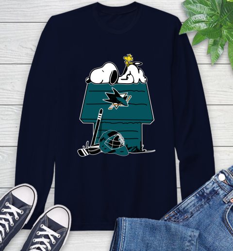 San Jose Sharks NHL Hockey Snoopy Woodstock The Peanuts Movie Long Sleeve T-Shirt 4