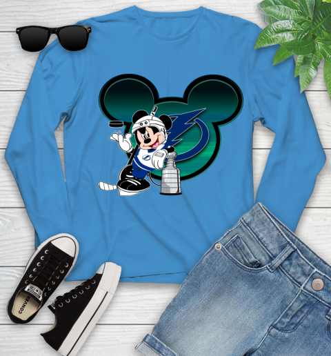 NHL Tampa Bay Lightning Stanley Cup Mickey Mouse Disney Hockey T Shirt Youth Long Sleeve 7