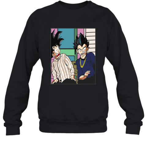 mmzy friday damn meme son goku and vegeta dragon ball shirts sweatshirt 35 front black