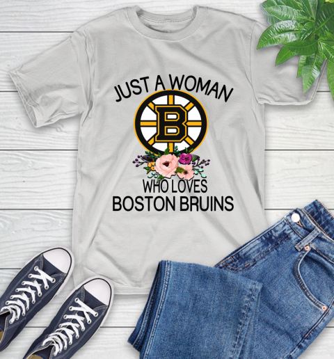 NHL Just A Woman Who Loves Boston Bruins Hockey Sports T-Shirt