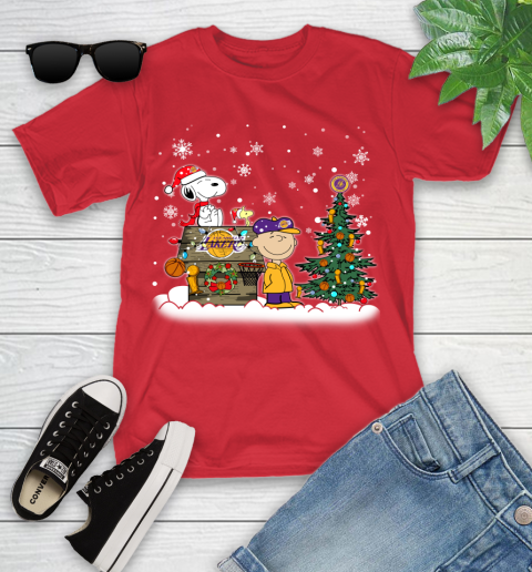 Los Angeles Lakers NBA Basketball Christmas The Peanuts Movie Snoopy Championship Youth T-Shirt 13