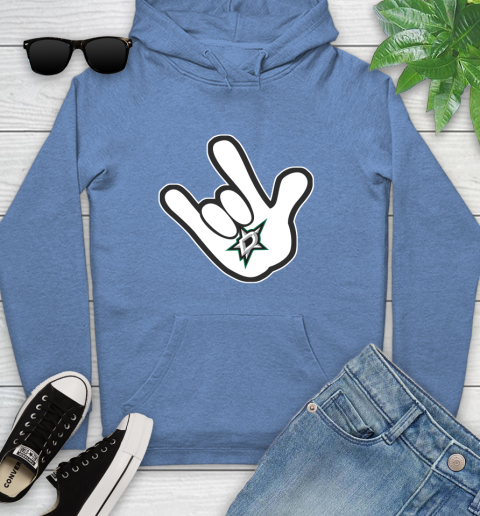 Dallas Stars NHL Hockey Mickey Rock Hand Disney Youth Hoodie 12