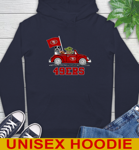 NFL Football San Francisco 49ers Darth Vader Baby Yoda Driving Star Wars Shirt Hoodie 4