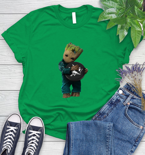 NHL Groot Guardians Of The Galaxy Hockey Sports San Jose Sharks Women's T-Shirt 6