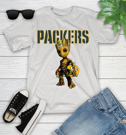 Green Bay Packers NFL Football Groot Marvel Guardians Of The Galaxy Youth T-Shirt