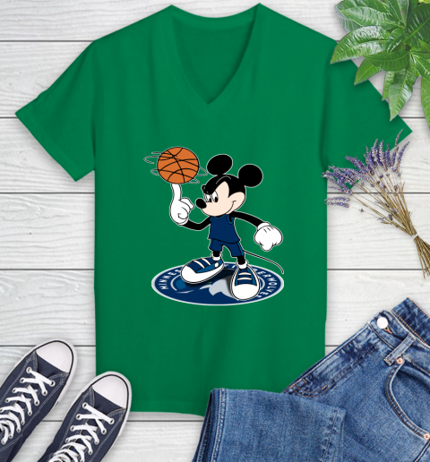 NBA Basketball Minnesota Timberwolves Cheerful Mickey Disney Shirt Women's V-Neck T-Shirt 5
