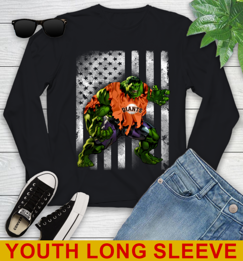 San Francisco Giants Hulk Marvel Avengers MLB Baseball American Flag Youth Long Sleeve