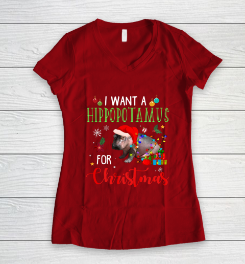 I Want A Hippopotamus For Christmas Hippo Fiona Women's V-Neck T-Shirt 8