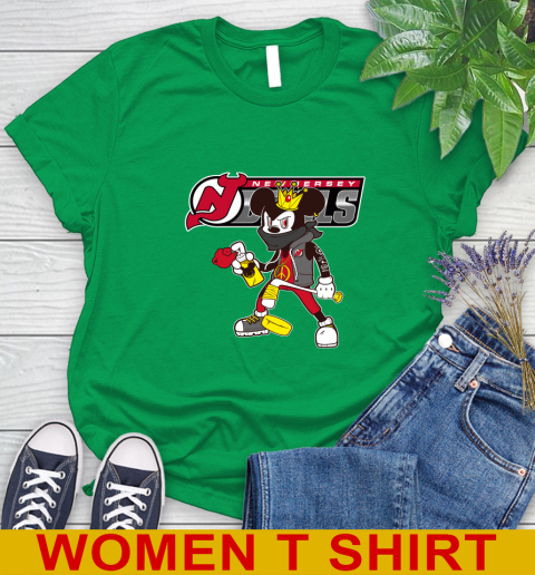 New Jersey Devils NHL Hockey Mickey Peace Sign Sports Women's T-Shirt 6