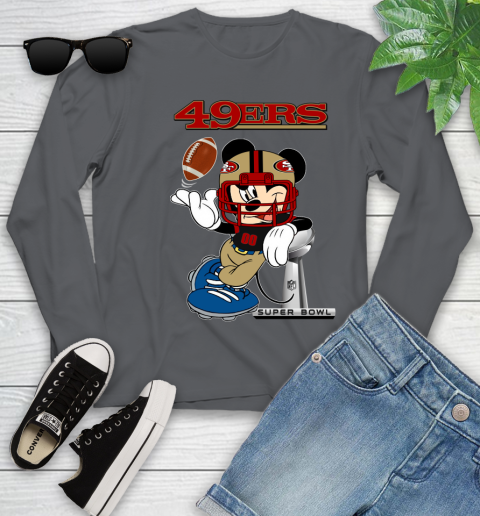 NFL San Francisco 49ers Mickey Mouse Disney Super Bowl Football T Shirt Youth Long Sleeve 8