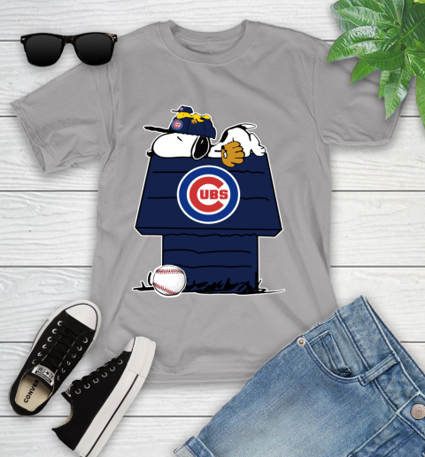 MLB Chicago Cubs Snoopy Woodstock The Peanuts Movie Baseball T Shirt Youth T-Shirt 4