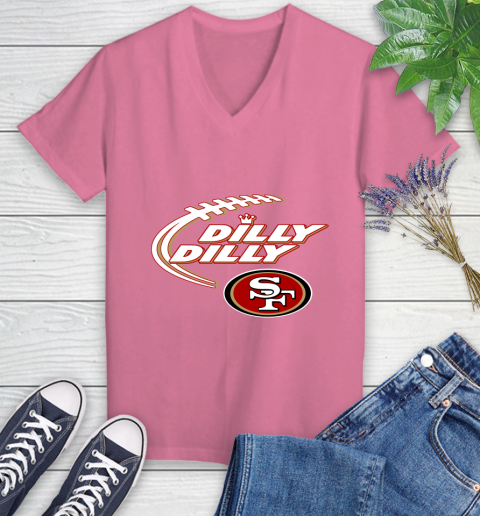 NFL San Francisco 49ers Dilly Dilly Football Sports Women's V-Neck T-Shirt 13