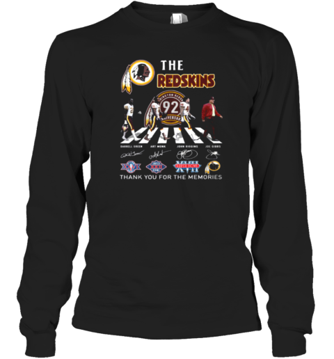 Washington Commanders The Redskins Legends Thank You For Memories Signatures 2024 Long Sleeve T-Shirt