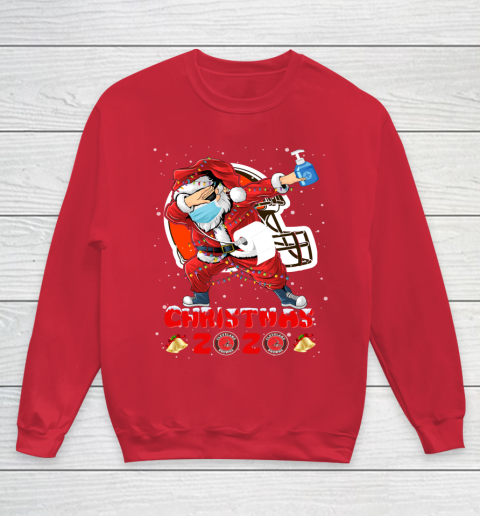 Cleveland Browns Funny Santa Claus Dabbing Christmas 2020 NFL Youth Sweatshirt 7