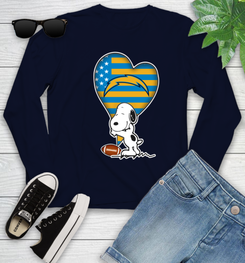 San Diego Chargers NFL Football The Peanuts Movie Adorable Snoopy Youth Long Sleeve 3