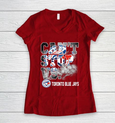 MLB Toronto Blue Jays Baseball Can't Stop Vs Blue Jays Women's V-Neck T-Shirt 8