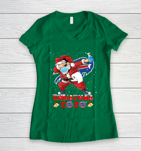 Buffalo Bills Funny Santa Claus Dabbing Christmas 2020 NFL Women's V-Neck T-Shirt 3