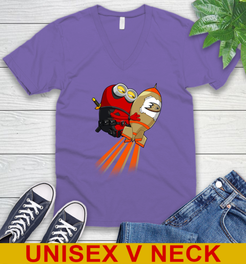 NHL Hockey Anaheim Ducks Deadpool Minion Marvel Shirt V-Neck T-Shirt 8