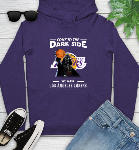 NBA Come To The Dark Side We Have Los Angeles Lakers Star Wars Darth Vader Basketball Youth Hoodie 5