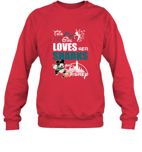 Girl Love Her SAN JOSE SHARKS And Mickey Disney shx2 girl love her san jose sharks and mickey disney sweatshirt 35 front red