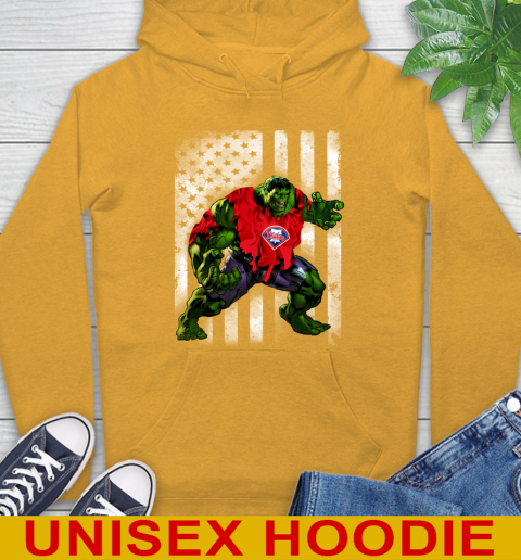 Philadelphia Phillies Hulk Marvel Avengers MLB Baseball American Flag Hoodie 2