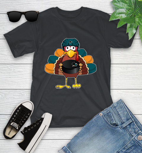 San Jose Sharks Turkey Thanksgiving Day Youth T-Shirt 2