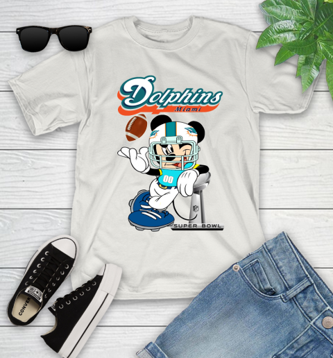 NFL Miami Dolphins Mickey Mouse Disney Super Bowl Football T Shirt Youth T-Shirt 12