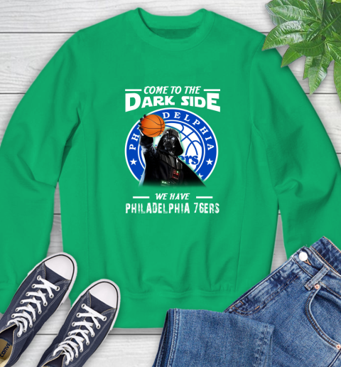 NBA Come To The Dark Side We Have Philadelphia 76ers Star Wars Darth Vader Basketball Sweatshirt 7