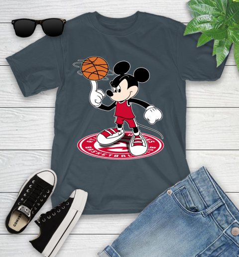NBA Basketball Atlanta Hawks Cheerful Mickey Disney Shirt Youth T-Shirt 8