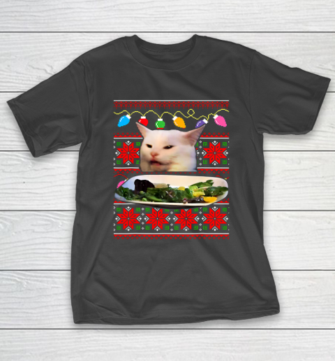 Woman Yelling at a Cat Ugly Christmas T-Shirt