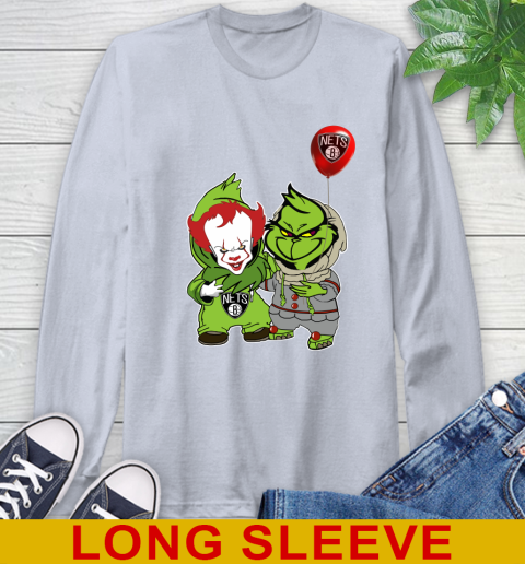 Brooklyn Nets Baby Pennywise Grinch Christmas NBA Basketball Long Sleeve T-Shirt 6