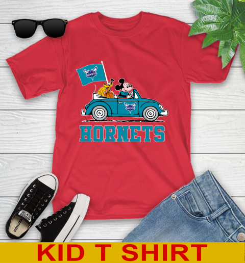 NBA Basketball Charlotte Hornets Pluto Mickey Driving Disney Shirt Youth T-Shirt 10