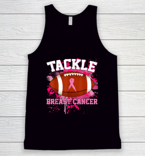 Tackle Football Pink Ribbon Breast Cancer Tank Top