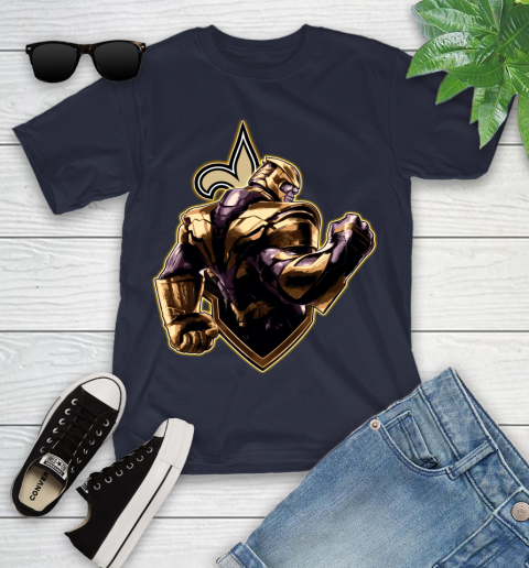 NFL Thanos Avengers Endgame Football Sports New Orleans Saints Youth T-Shirt 3