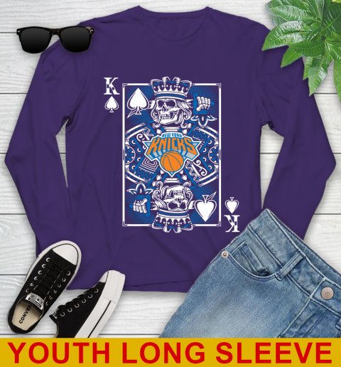 New York Knicks NBA Basketball The King Of Spades Death Cards Shirt Youth Long Sleeve 4