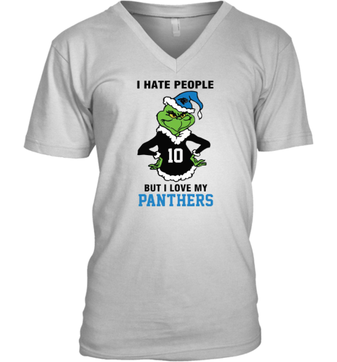 I Hate People But I Love My Panthers Carolina Panthers NFL Teams V-Neck T-Shirt