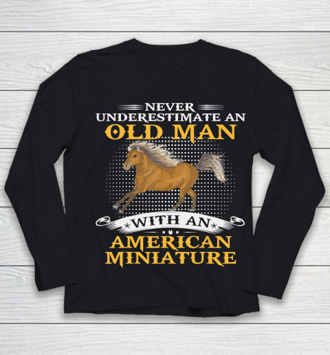 Father gift shirt Mens Never Underestimate An Old Man With An American Miniature T Shirt Youth Long Sleeve
