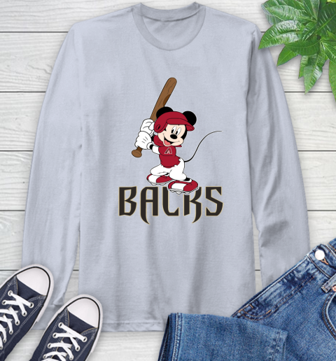 MLB Baseball Arizona Diamondbacks Cheerful Mickey Mouse Shirt Long Sleeve T-Shirt 6
