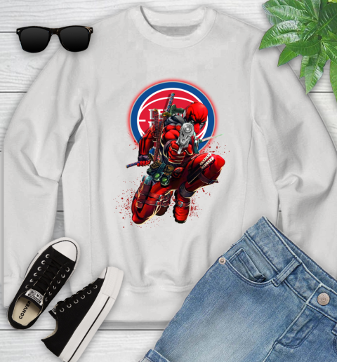NBA Deadpool Marvel Comics Sports Basketball Detroit Pistons Youth Sweatshirt