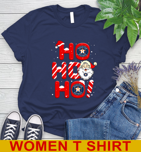 Houston Astros MLB Baseball Ho Ho Ho Santa Claus Merry Christmas Shirt Women's T-Shirt 12