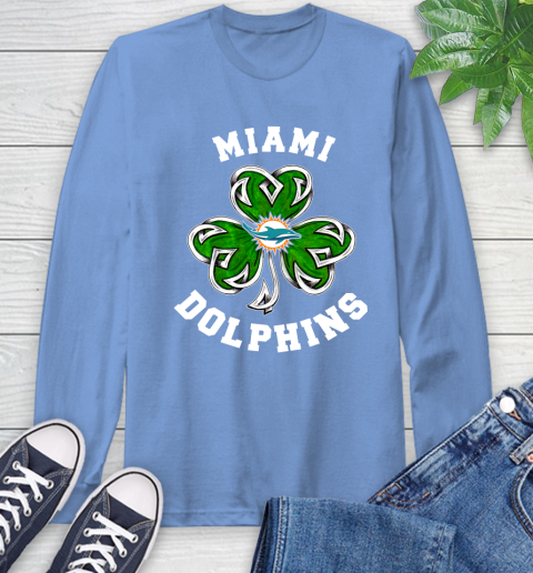 NFL Miami Dolphins Three Leaf Clover St Patrick's Day Football Sports Long Sleeve T-Shirt 12