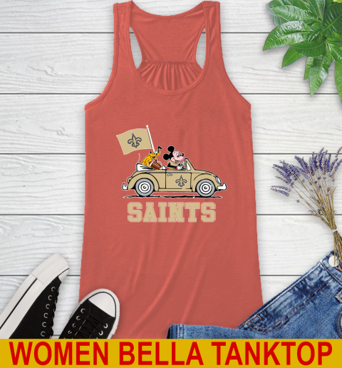 NFL Football New Orleans Saints Pluto Mickey Driving Disney Shirt Racerback Tank 4