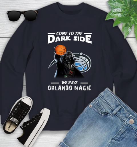 NBA Come To The Dark Side We Have Orlando Magic Star Wars Darth Vader Basketball Youth Sweatshirt 2