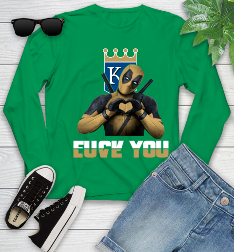 MLB Kansas City Royals Deadpool Love You Fuck You Baseball Sports Youth Long Sleeve 7