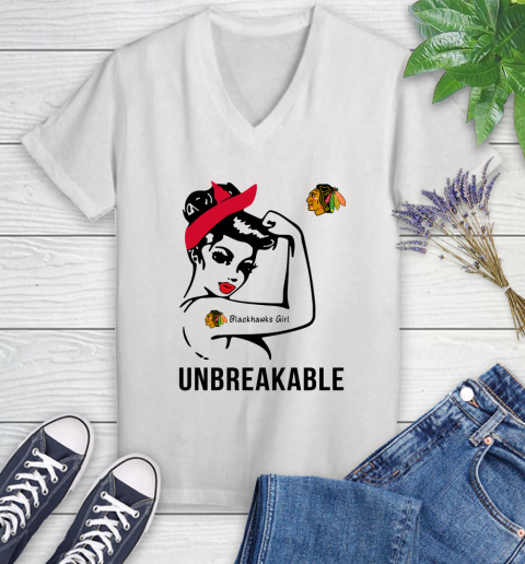 NHL Chicago Blackhawks Girl Unbreakable Hockey Sports Women's V-Neck T-Shirt