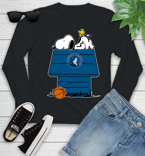 Minnesota Timberwolves NBA Basketball Snoopy Woodstock The Peanuts Movie Youth Long Sleeve 2