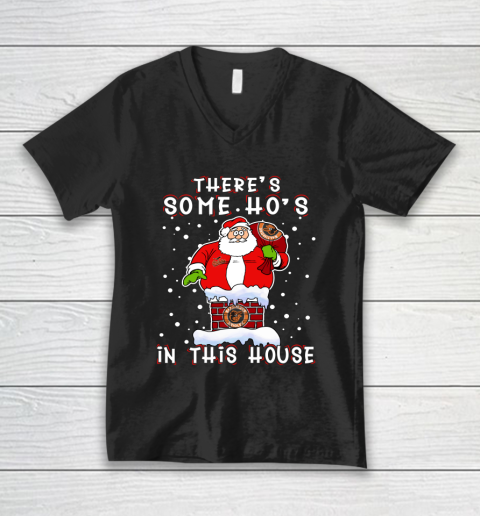 Baltimore Orioles Christmas There Is Some Hos In This House Santa Stuck In The Chimney MLB V-Neck T-Shirt