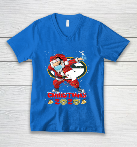 Green Bay Packers Funny Santa Claus Dabbing Christmas 2020 NFL V-Neck T-Shirt 5