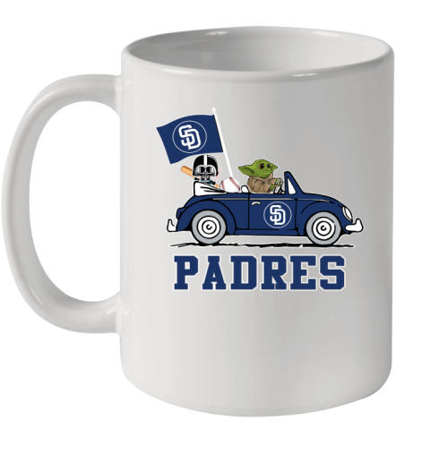 MLB Baseball San Diego Padres Darth Vader Baby Yoda Driving Star Wars Shirt Ceramic Mug 11oz